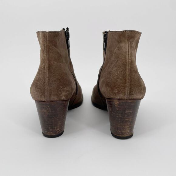 Women’s Paul Brown Suede Ankle Boots Size 7 Side Zip Heel Round Toe - Picture 3 of 9